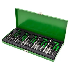 Набор приспособлений и футорок для восстановления резьбы: М5х0,8 М6х1,0 М8х1,25 М10х1,5 М12х1,75 (131пр.)в кейсе.