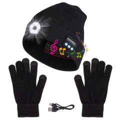 Шапка 20х22см (цвет: черный)+перчатки