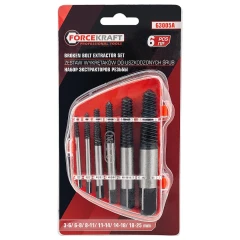 Набор экстракторов резьбы,6пр.(М3-М25, Ø:3-6мм, 6-8мм, 8-11мм, 11-14мм, 14-18мм, 18-25мм, ''мелкий шаг''), в пластиковом футляре