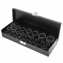 Набор головок ударных 25пр. 1/4'', 1/2''(6гр.)(1/2'': 10,11,12,13,14,15,16,17,18,19,21,22,24,27,30,32мм. 1/4'': 4,5,6,7,8,9,10,12,13мм.)