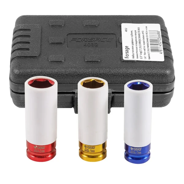 Набор головок ударных для литых дисков в защитном кожухе 3пр.(17, 19, 21мм), в кейсе