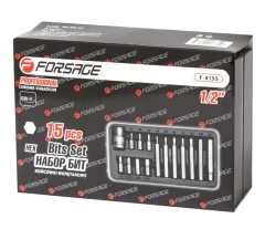 Набор бит HEX с битодержателем,15пр. 1/2''(L:30/75мм,4-8,10,12мм)