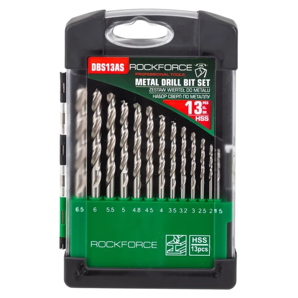 Набор сверл по металлу HSS, 13пр.(1.5/2/2.5/3/3.2/3.5/4/4.5/4.8/5/5.5/6/6.5мм), в пластиковом футляре
