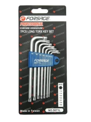 Набор ключей TORX Г-образных длинных, 7пр.(Т10,Т15,Т20,Т25,Т27,Т30,Т40) в пластиковом держателе