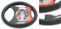 Чехол руля кожа H-8523-M (black/ red нить) (A)