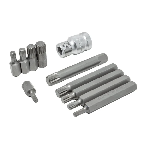Набор бит SPLINE с битодержателем,11пр. 1/2''(L:30/75мм, M5,М6,М8,М10,M12)в пластиковом кейсе
