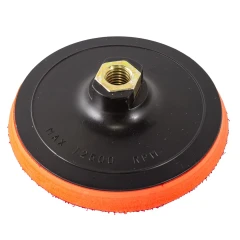 Тарелка опорная для УШМ в комплекте с кругами шлифовальными самоцепляющимися, 7пр.(125мм, М14+адаптер для дрели,Р40/60/80/120/240)