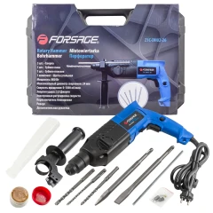 Перфоратор электрический (сверла 6, 8, 10х140мм, зубило плоское20х220мм, пика, уголь-е щетки,220V,50/60Гц,800W,0-1300 об/мин,2.8Дж, max Ø сверл. -24мм