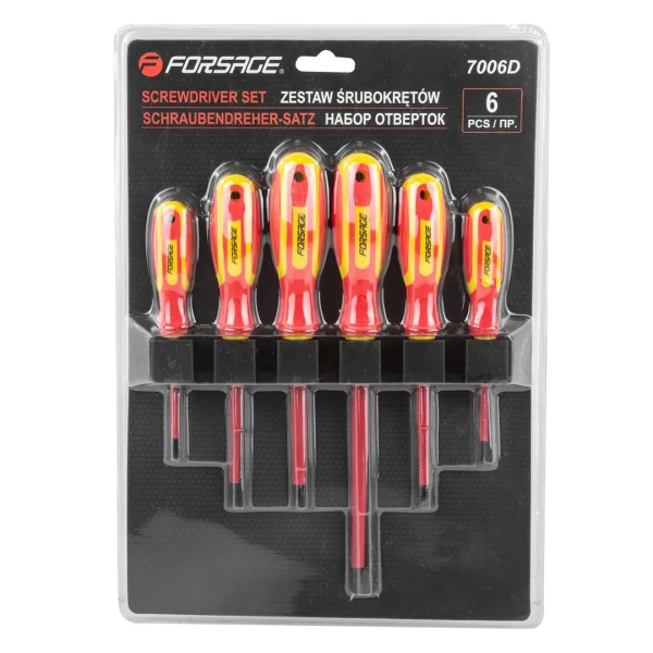 Набор отверток диэлектрических 6пр (SL 3х75, 5х100, 6х150мм, РН 0х75, 1х100, 2х100мм), в блистере
