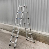 Лестница-стремянка телескопическая алюм. бытовая 2.2+2.2м (7+7 ступ.)