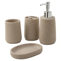Набор для ванной комнаты 4пр. (мыльница, дозатор для мыла, подставка для зубных щеток, подставка для косметических аксессуаров)