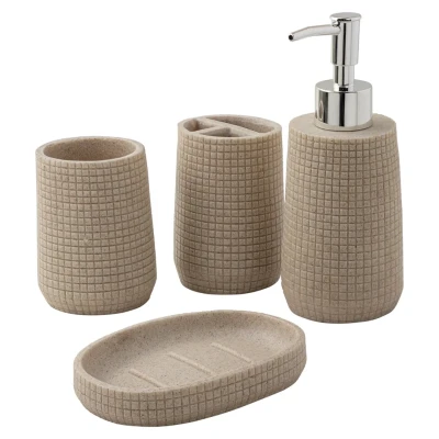 Набор для ванной комнаты 4пр. (мыльница, дозатор для мыла, подставка для зубных щеток, подставка для косметических аксессуаров)