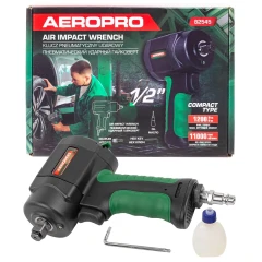 Пневмогайковерт ударный ''Compact''в облегченном корпусе с реверсом и регулировкой усилия 1/2''(1200Hм, 11000 об/мин,6.3bar,170 л/мин,1.2кг)