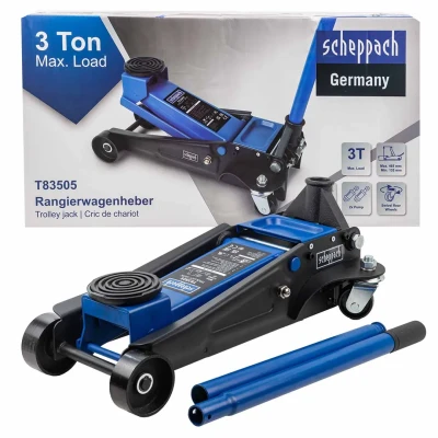 Домкрат подкатной гидравлический низкопрофильный двухпоршневой с резиновой накладкой 3т (h min 135мм, h max 465мм)