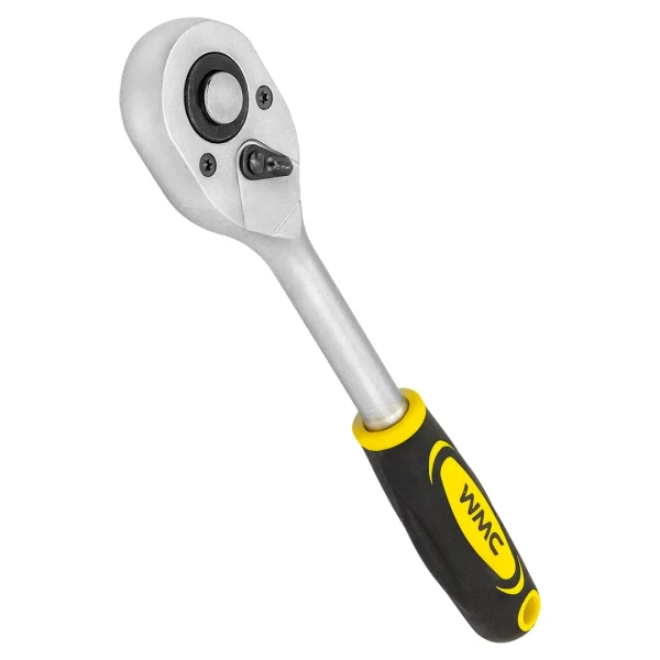 Трещотка реверсивная с двухкомпонентной резиновой рукояткой 1/2'' (длина 245мм, 24зуб, хромиров. покрытие)