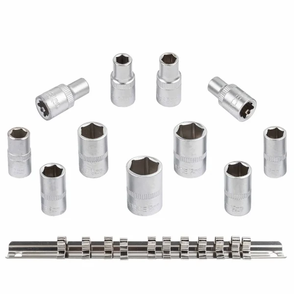 Набор головок 11пр. 1/4''6 гр.(4,5,5.5,6-13мм) на планке