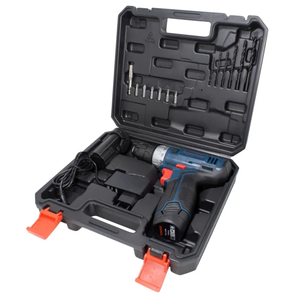 Шуруповерт аккумуляторный 12V,1.3Ah патрон 0,8-10мм(2 шт Li-ion, индикатор зарядки .сверло 1.5,2,3,4,5,6мм.биты PH1,2 PZ1,2,SL5,6 и битодержатель) в к