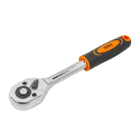 Трещотка реверсивная с резиновой ручкой 3/8''(L-205мм, 24зуб)