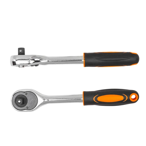 Трещотка реверсивная с резиновой ручкой 3/8''(L-205мм, 24зуб)