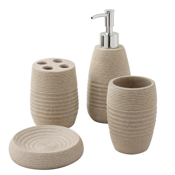 Набор для ванной комнаты 4пр. (мыльница, дозатор для мыла, подставка для зубных щеток, подставка для косметических аксессуаров)