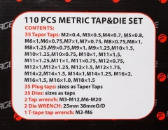 Набор метчик.и плашек110пр(2х0.4,3х0.5,4х0.7,5х0.8,6х0.75-1,8х0.75-1,25,9х0.75-1.25,10х0.75-1.5,11х0.75/1/1.25/1.5, 12х0.75-1.75,14х1-2,16х1-2,18х1.5)