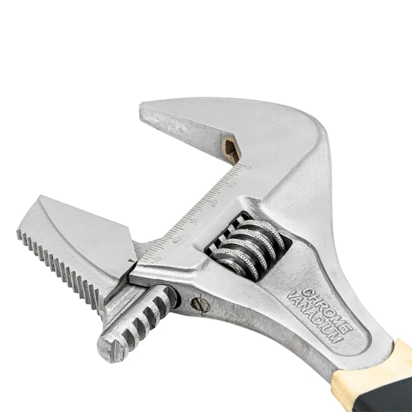 Ключ разводной двухзахватный с переставной губкой и прорезиненной рукояткой 10''-250мм (захват 50мм), на блистере