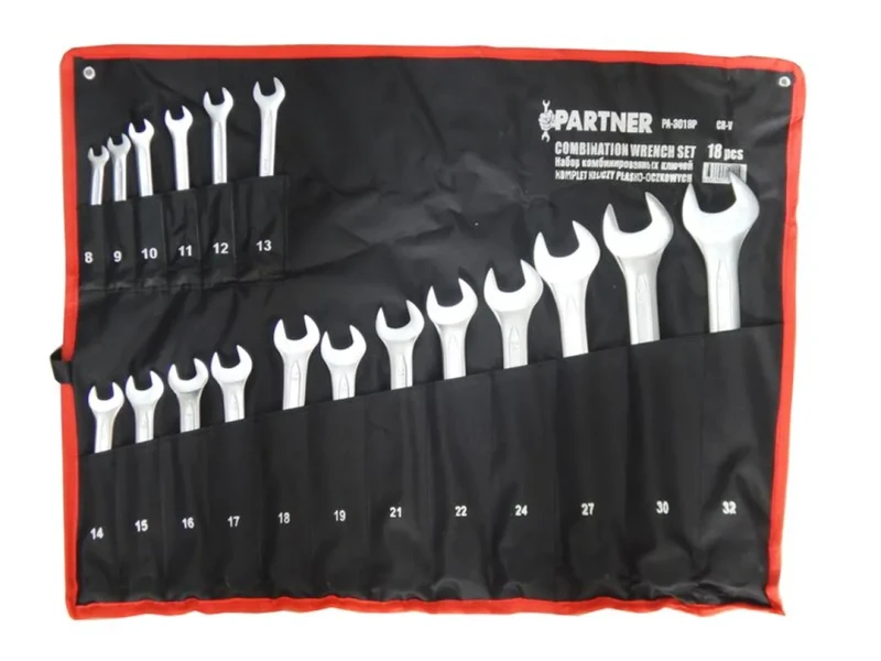 Набор ключей комбинированных, 18пр.(8-19, 21, 22, 24, 27, 30, 32мм), на полотне