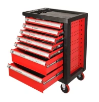 Тележка инструментальная 7-и полочная(красная) с набором инструментов 335(333) пластиковой защитой корпуса + 2 боковых перфорации970х770х460мм