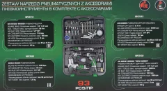Набор инстр. с аксессуарами 57+36 пр(гайковерт-1/2'',650н/м,пневмозач.маш.-6мм, 25000об/мин,пневмотрещ.-1/2'',68н/м,пневмозубило,подкачка, продувоч)