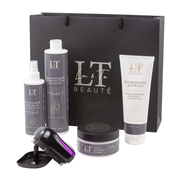 Набор(Увлажняющий шампунь-уход для волос,увлажняющий кондиционер для волос,скраб для кожи головы,крем-спрей для волос+расческа для волос( подарок)