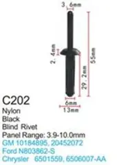 Клипса для крепления внутренней обшивки а/м Крайслер пластиковая (100шт/уп.)