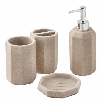 Набор для ванной комнаты 4пр. (мыльница, дозатор для мыла, подставка для зубных щеток, подставка для косметических аксессуаров)