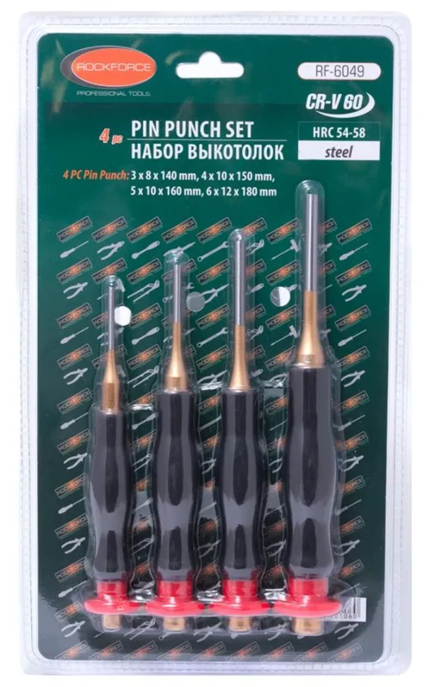 Набор выколоток с эргономическими рукоятками, 4пр.(3х140, 4х150, 5х160, 6х180мм), в блистере