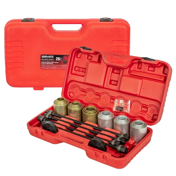 Набор инструментов для снятия и установки втулок, подшипников и сайлентблоков универсальный, 26пр. (М10, М12, М14, М16) в кейсе