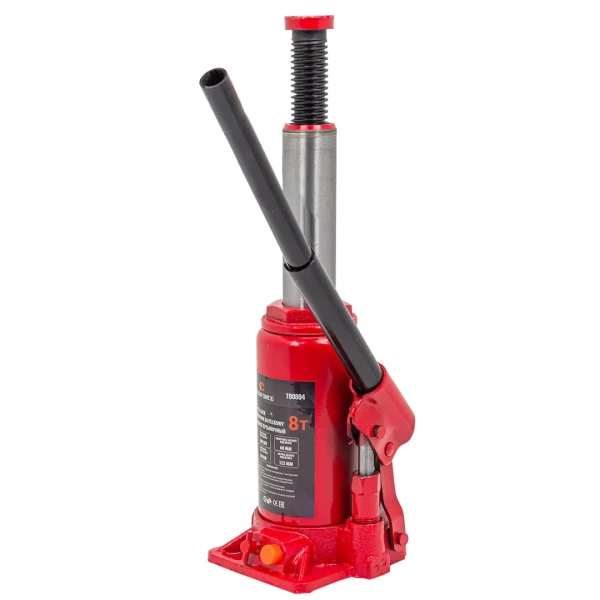 Домкрат бутылочный 8т с клапаном (h min-200мм, h max-385мм, ход штока-125мм, ход винта-60мм)