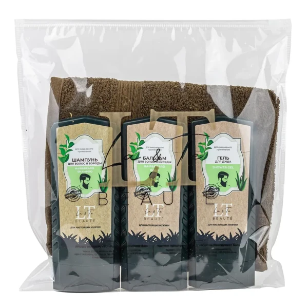 Набор(шампунь.бальзам.гель для душа.полотенце.пакет 30*30)