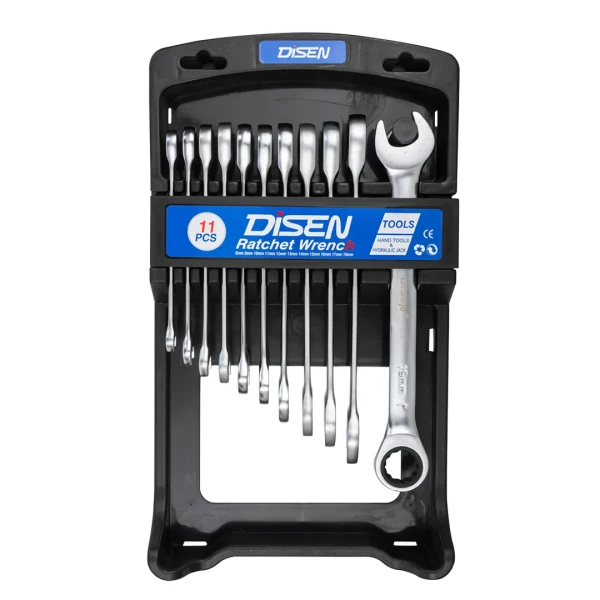 Набор ключей трещоточных 11пр.(8,9,10,11,12,13,14,15,16,17,19мм),в пластиковом держателе