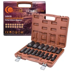Набор головок ударных глубоких 16пр. 1/2'' 6гр.(10-19,21,22,24,27,30,32мм)в кейсе