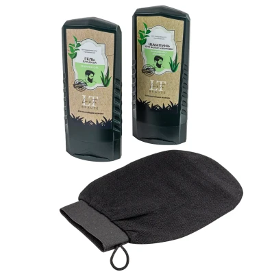 Набор( шампунь.гель для душа.мочалка -рукавица.пакет 20*25)