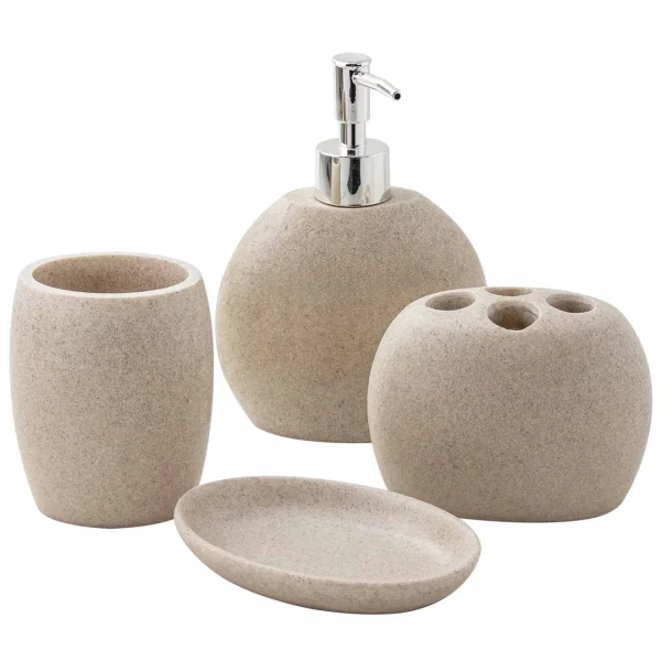 Набор для ванной комнаты 4пр. (мыльница, дозатор для мыла, подставка для зубных щеток, подставка для косметических аксессуаров)