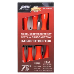 Набор отверток силовых магнитных 7пр SL3.5x75мм, SL5.5x75мм, SL6.5x100мм, SL8х150мм, РН0х75мм, РН1х75мм, РН2х100мм)