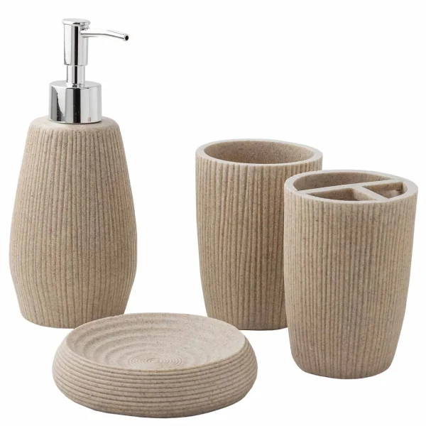 Набор для ванной комнаты 4пр. (мыльница, дозатор для мыла, подставка для зубных щеток, подставка для косметических аксессуаров)