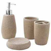 Набор для ванной комнаты 4пр. (мыльница, дозатор для мыла, подставка для зубных щеток, подставка для косметических аксессуаров)