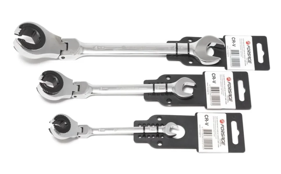 Ключ комбинированный трещоточный разрезной с шарниром 17мм х 235мм