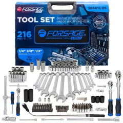 Набор инструментов 216пр. 1/4'', 3/8'', 1/2''(6гр.)