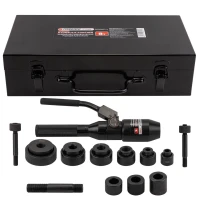 Пробойник гидравлический ручной 8т(Ø22, 27.5, 34, 43, 49, 60мм, сталь нерж.-1.6мм, медь/алюм.-3.2мм,ход штока-22мм),в кейсе