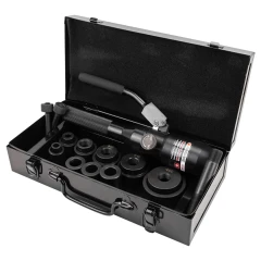 Пробойник гидравлический ручной 8т(Ø22, 27.5, 34, 43, 49, 60мм, сталь нерж.-1.6мм, медь/алюм.-3.2мм,ход штока-22мм),в кейсе