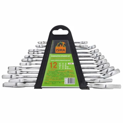 Ключи комбинированные и рожковые, набор 12пр. (6х7, 8х9, 10, 11, 12, 13, 14, 17, 19, 22, 24х27, 30х32мм), в пластиковом держателе