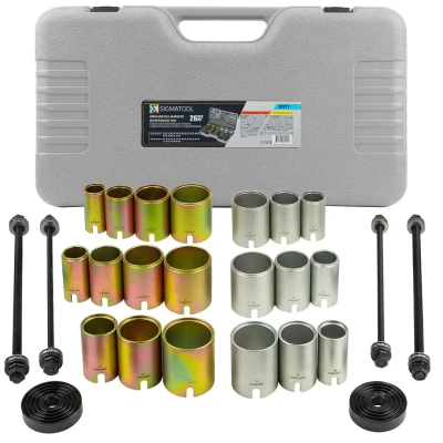 Набор инструментов для снятия и установки втулок, подшипников и сайлентблоков универсальный, 26пр. (М10, М12, М14, М16) в кейсе