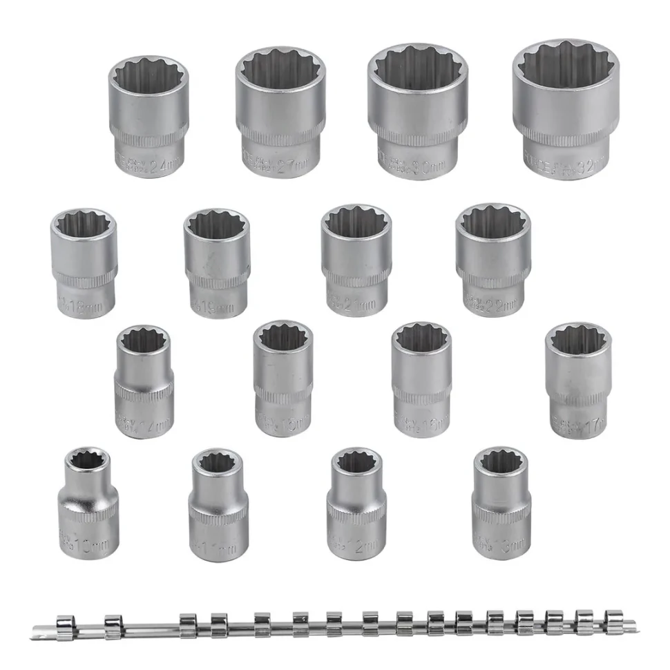 Набор головок 16пр.1/2''(12гр.)(10-19,21,22,24,27,30,32мм) на планке